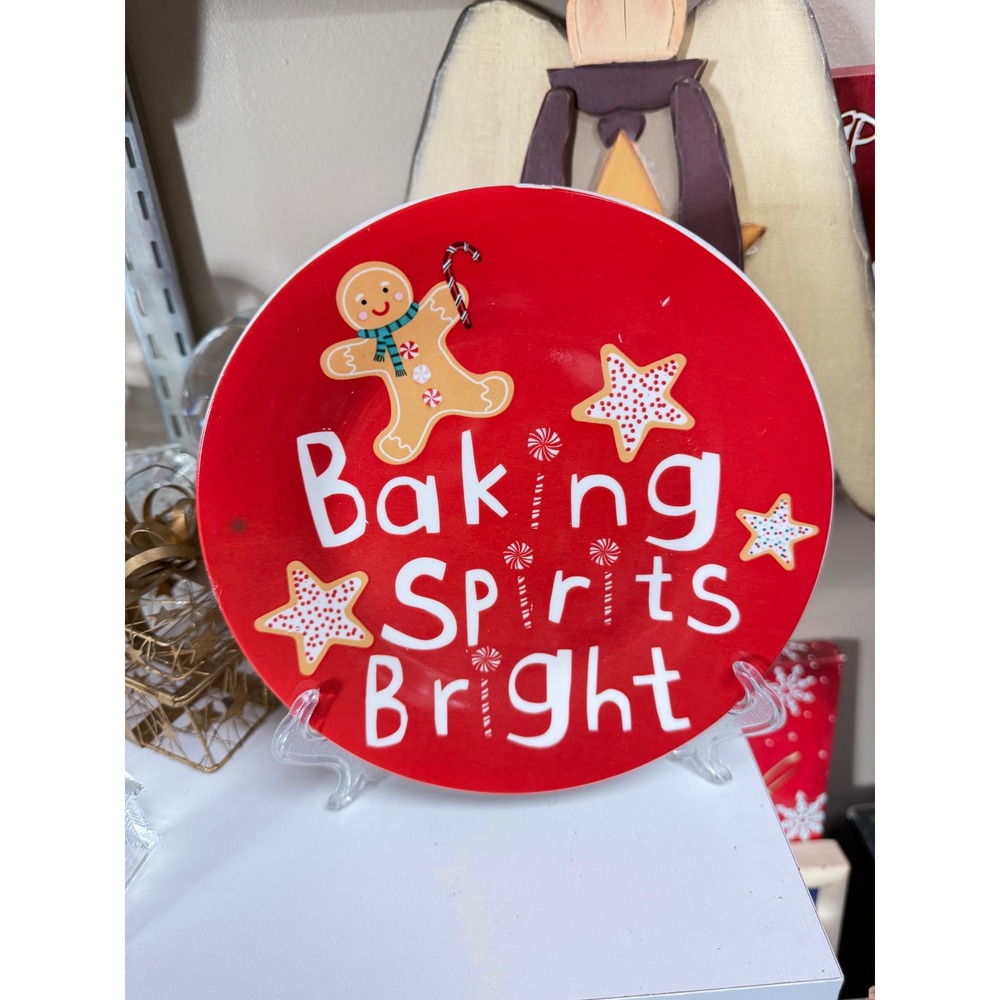 Royal Norfolk Baking Spirits Bright Christmas Gingerbread Red Ceramic Plate